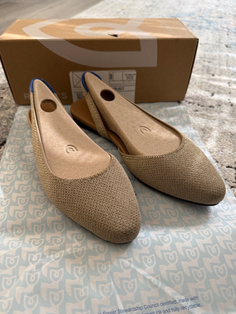 Rothy's Almond Toe Slingback Flats in Prosecco size 6 - Picture 3 of 9